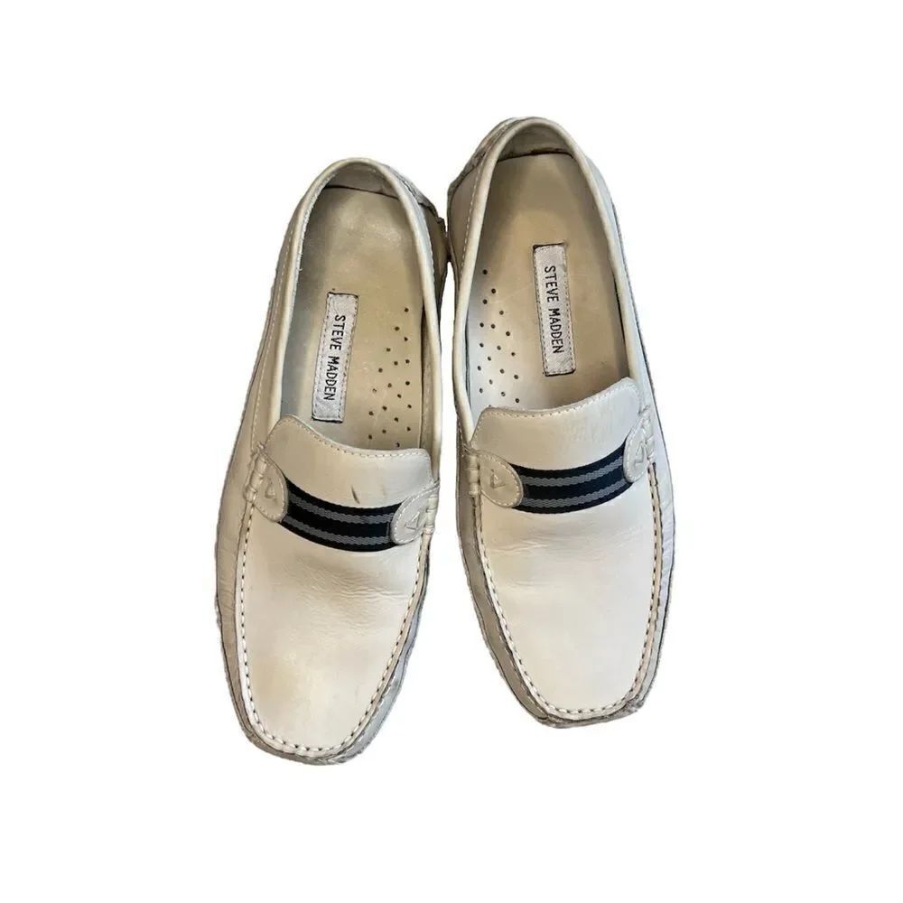 Steve Madden Drifter Ice Leather Moccasin Driving Loafer Shoes